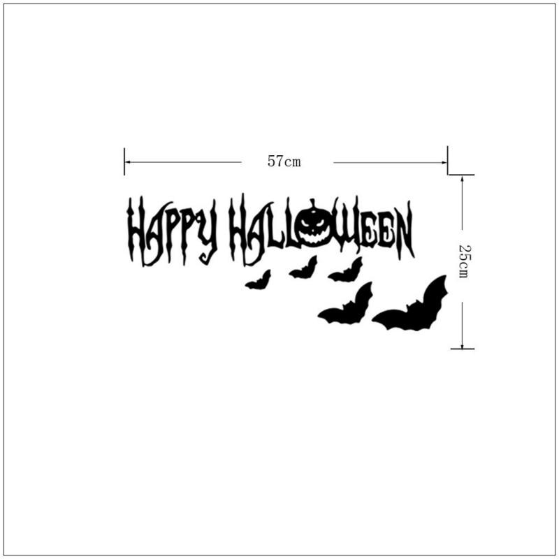 New Happy Halloween Pumpkin Bat Wall Sticker Living Room Bedroom Decorative Wallpaper