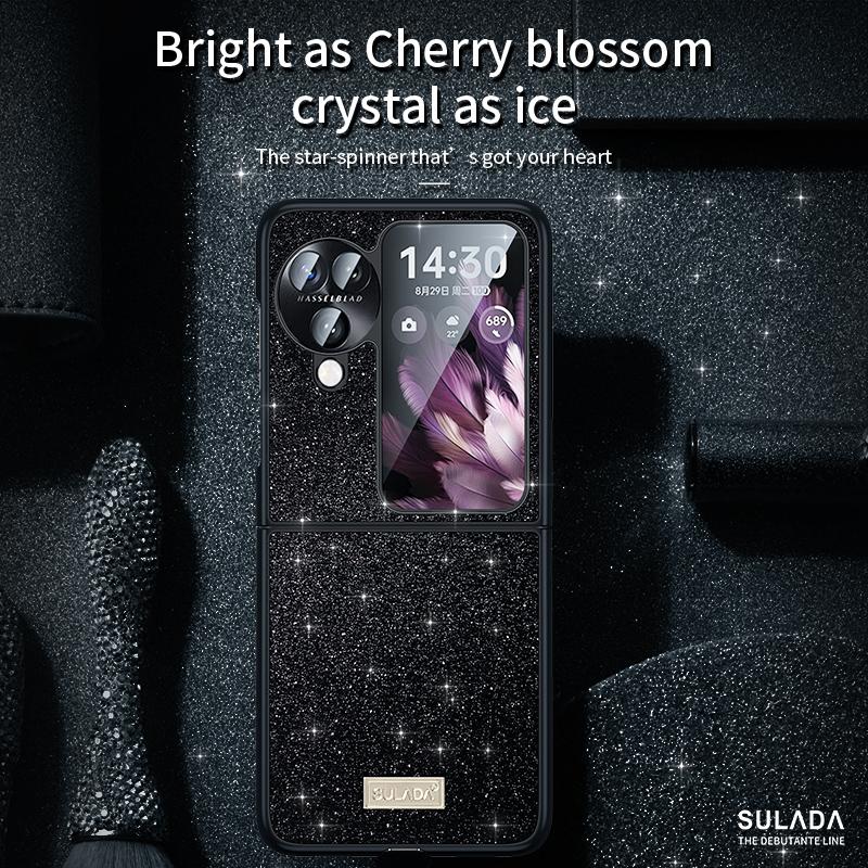 SULADA For Oppo Find N3 Flip 5G Case Glitter Sequins Leather Coated PC+TPU Cover