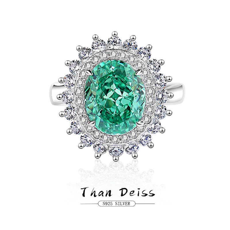 

Paraiba Oval Tourmaline Gemstone Ring with S925 Silver and High-Carbon Diamonds Size 5