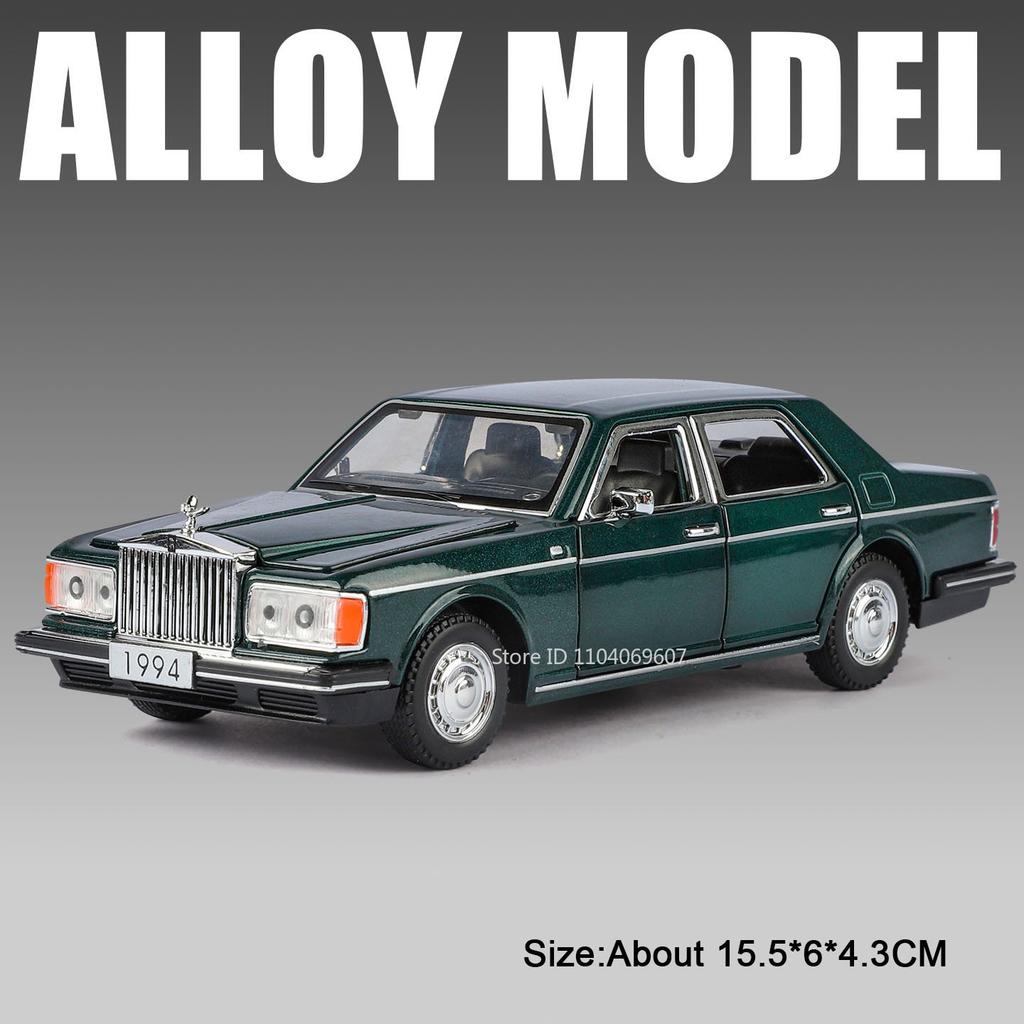 1:32 Model Toy Car Rolls-royce Phantom Silver Spur Alloy Diecast Sound Light Doors Opened Pull Back Simulation Vehicles for Kids