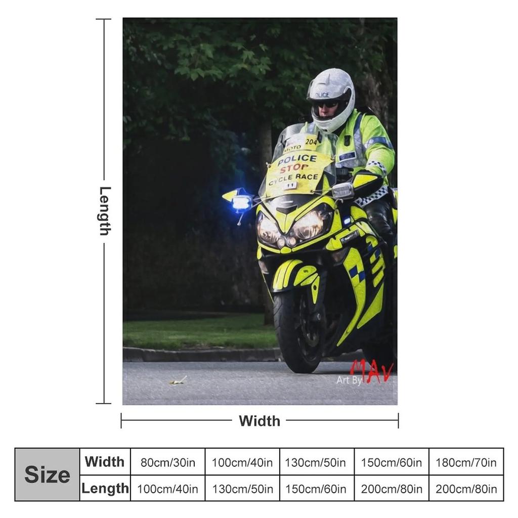 Police Motorcycle Throw Blanket Polar blanket bed plaid Shaggy Blanket