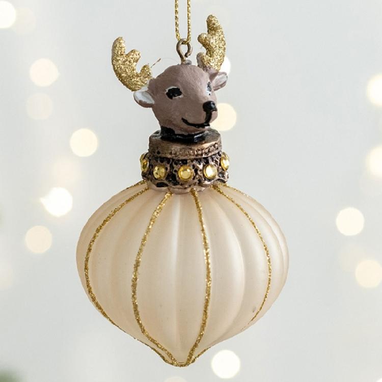 Ornamenti di Natale in Vetro Premium con Forme Creative a Goccia e Scoiattoli e Dettagli Dinamici di Glitter