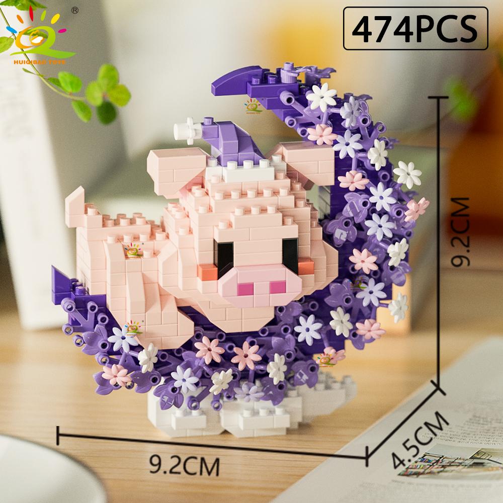 MOC Flower Animal Micro Building Block Mini 3D Diamond Model Brick DIY Construction Toy for Children Desk Decoration