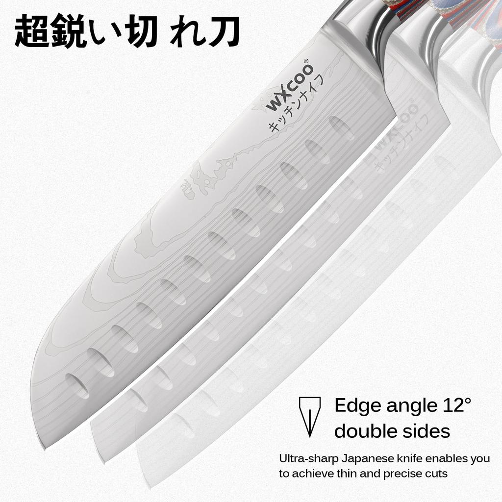 Professional Japanese Knives Kitchen Santoku Knife Damascus Pattern Chef Knife Vegetable Cutter Knife Slicing Knife