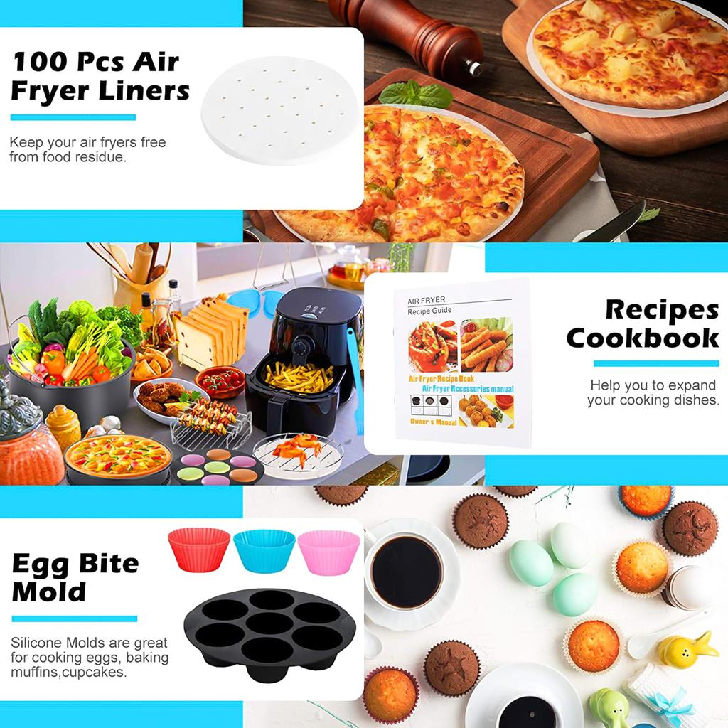 7 Inch Air Fryer Accessories Kit Replacement for Cosori  Ninja  Phollips  Gowise and Most Brands Air Fryer 12pcs set