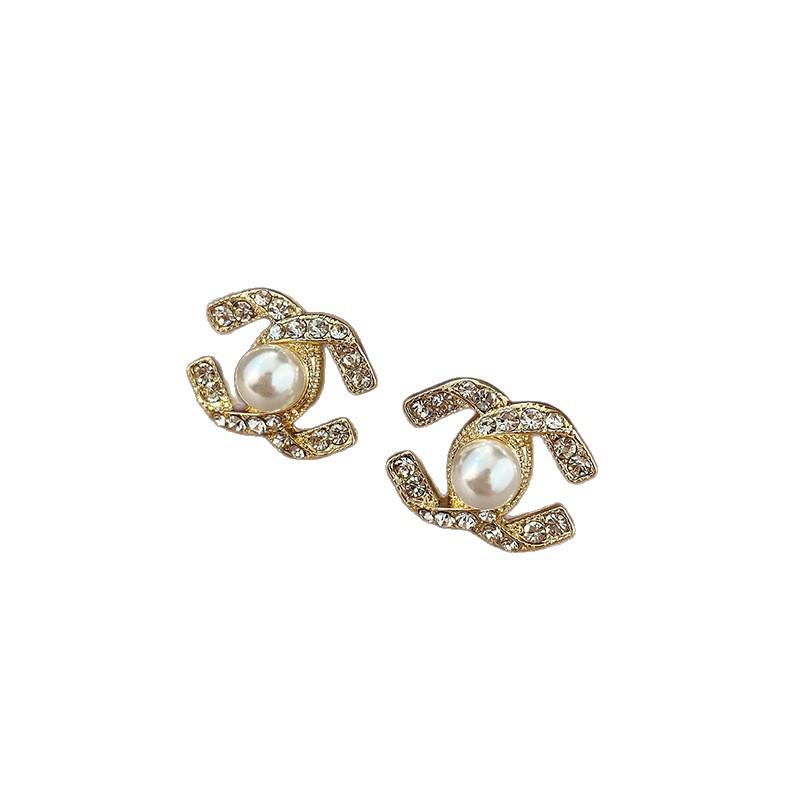 Luxurious Gold-Plated Silver Zircon Pearl Stud Earrings