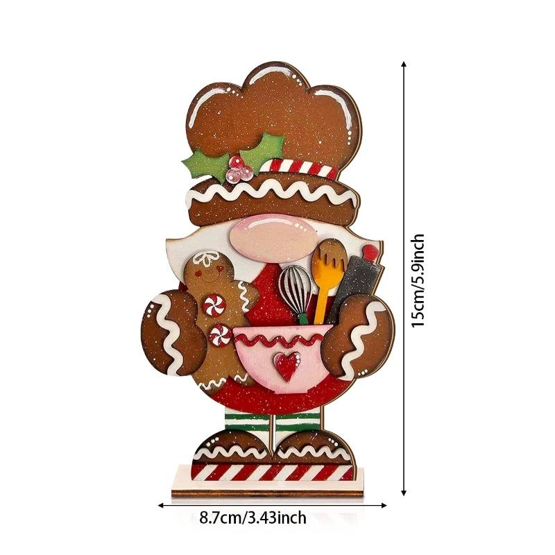 Wooden Gnome Ornaments with Baking Elements Christmas Themed Festive Home Decor Christmas Supplies Party Gifts