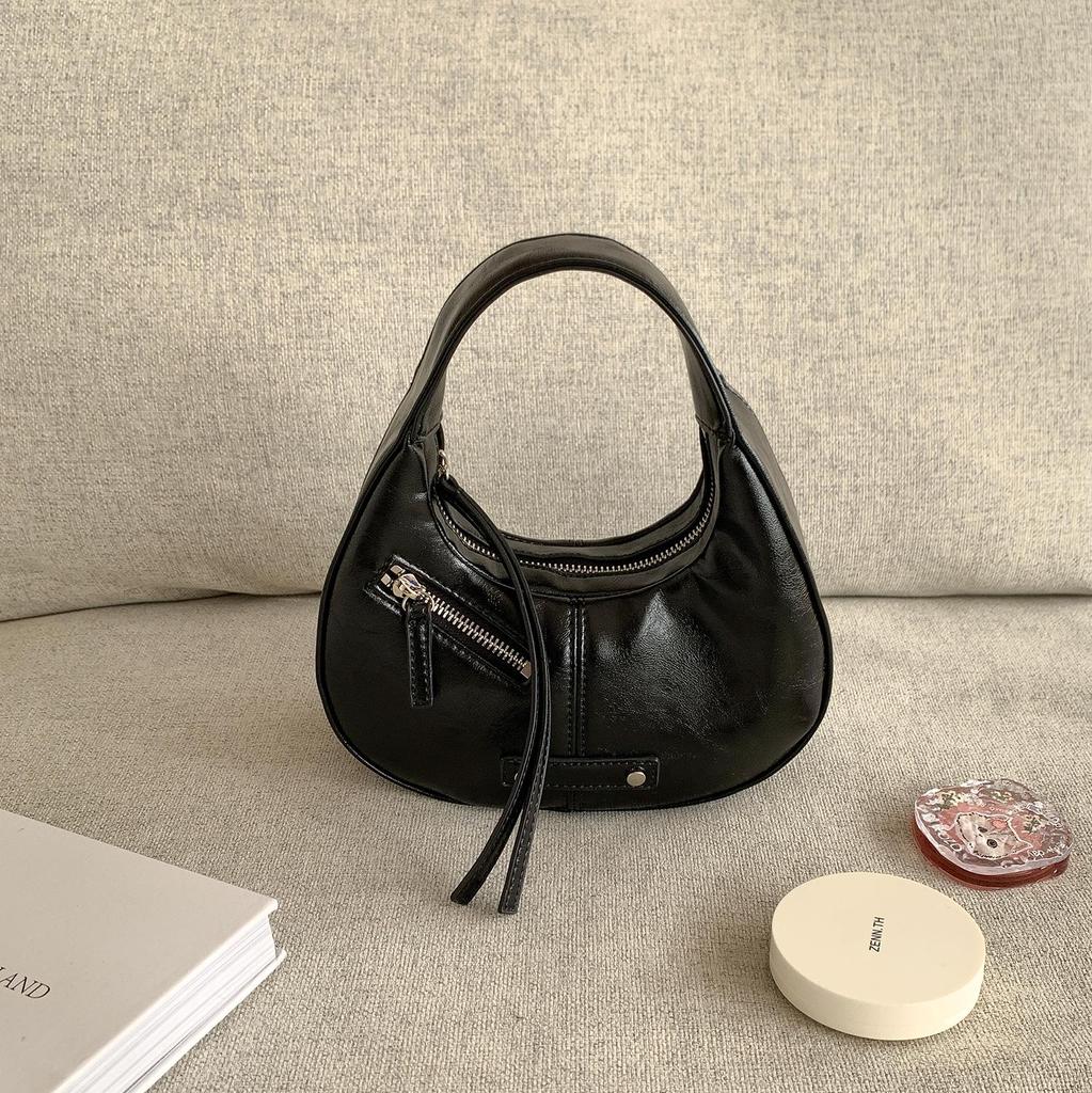 Spring Summer Crescent PU Leather Bag - Korean Style Versatile Tote for Women