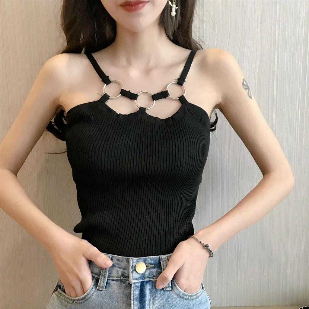 Black Tops For Women Sexy Tank Tops Inner Wear Sling Retro Fashion Vest For Girls