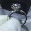 Flower Jewelry Silver Color Ring Set Full Zircon Cz Stone Engagement Wedding Band Rings For Women Gift