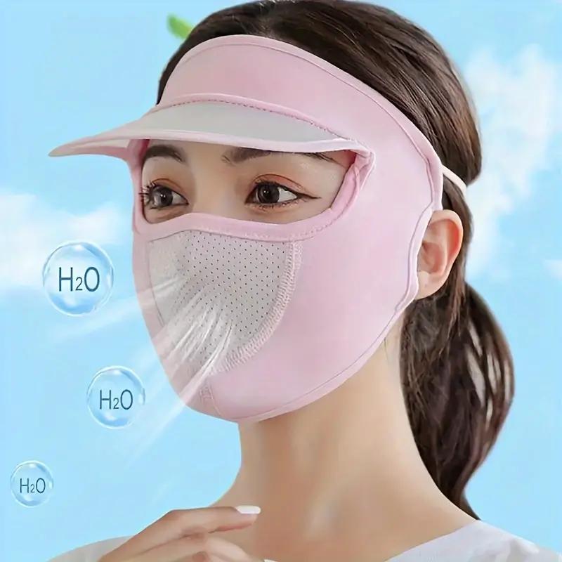 Ice Silk Mask for Outdoor Cycling UV Protection Breathable Face Cover With Brim Quick-drying Hanging Ear Headband Hat Mask