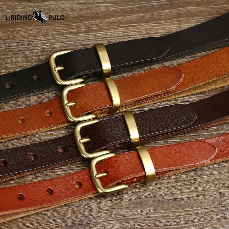 Washed Women's Thin Leather Belt Pure Cowhide Retro Fashion Versatile Casual Jeans Belt