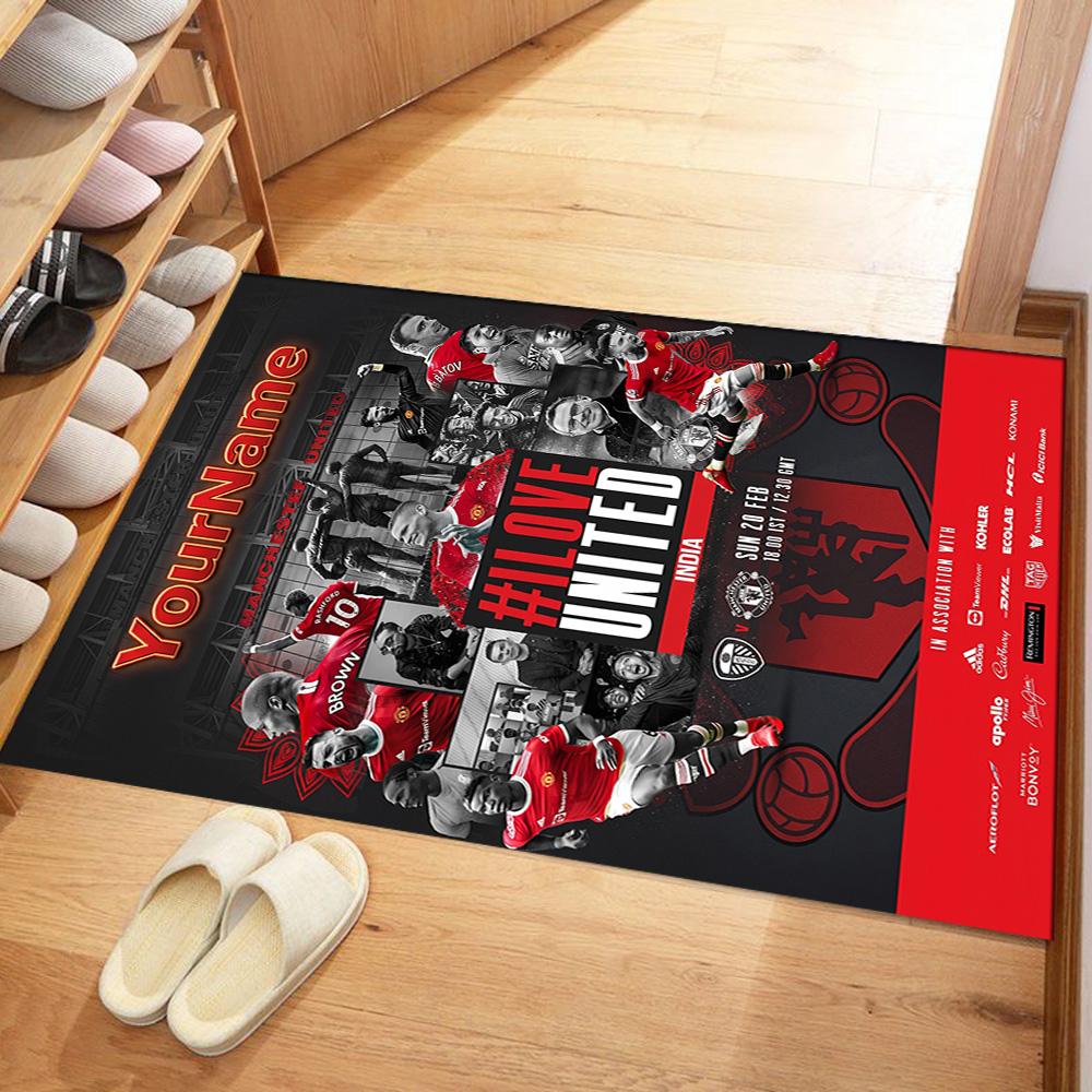 Manchester Personalized Text Carpet Design for Bedrooms Outdoor Game Room Kitchen Antislip Carpet Decorate Offices Best for Christmas