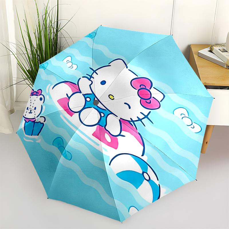

1pc Hello Kitty Automatic Opening/Closing Umbrella with Portable Tri-Fold Design, 8-Bone Iron Frame Outdoor Umbrella - Perfect Gift for Fans, Traveler