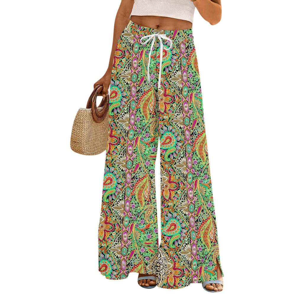 Womens Pants Wide Leg Pants With Pockets Casual Trousers Printed  Elastic Waist Sweatpants