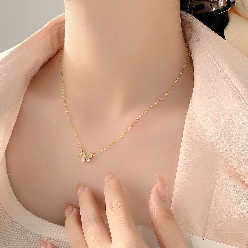 White Jade Marrow Bow Necklace, Sweet, Cute, Exquisite Collarbone Chain, Light Luxury, High-end Feel, Daily