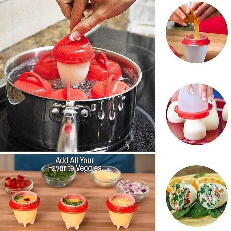 Premium Nonstick Silicone Egg Steamer Cups Six Pack For Perfect Poached Eggs