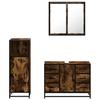 3 Piece Bathroom Furniture Set Smoked Oak Wood Based Material