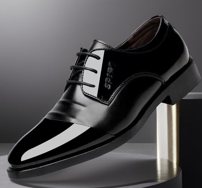 

Мужские блестящие туфли из кожи со шнуровкой и острым носком 2024 года 43