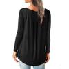 Women's Casual Loose Solid Color Long-sleeved Loose  Button Pleated Top