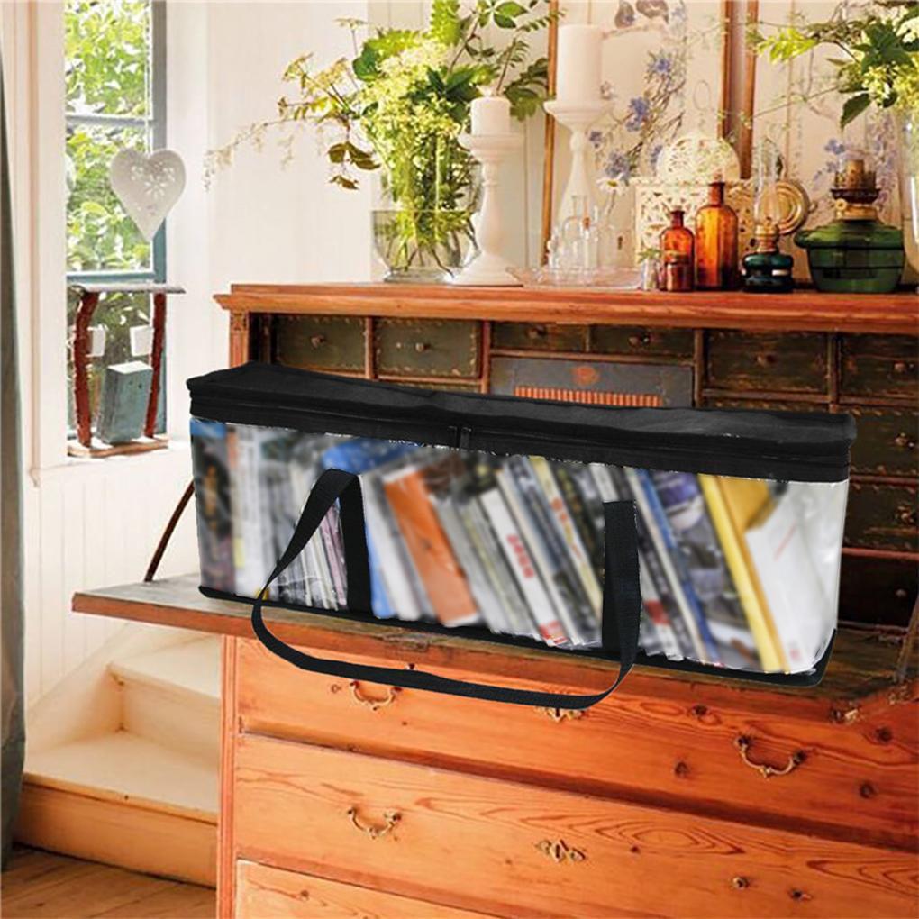Storage Bag DVD Books Transparent Portable Dust-Proof Boxes Protective Casing Desk Organizer Clear Home Office