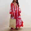 Women's Fashion Casual Bohemian Style V-Neck Long Sleeve Long Dresses Dresses