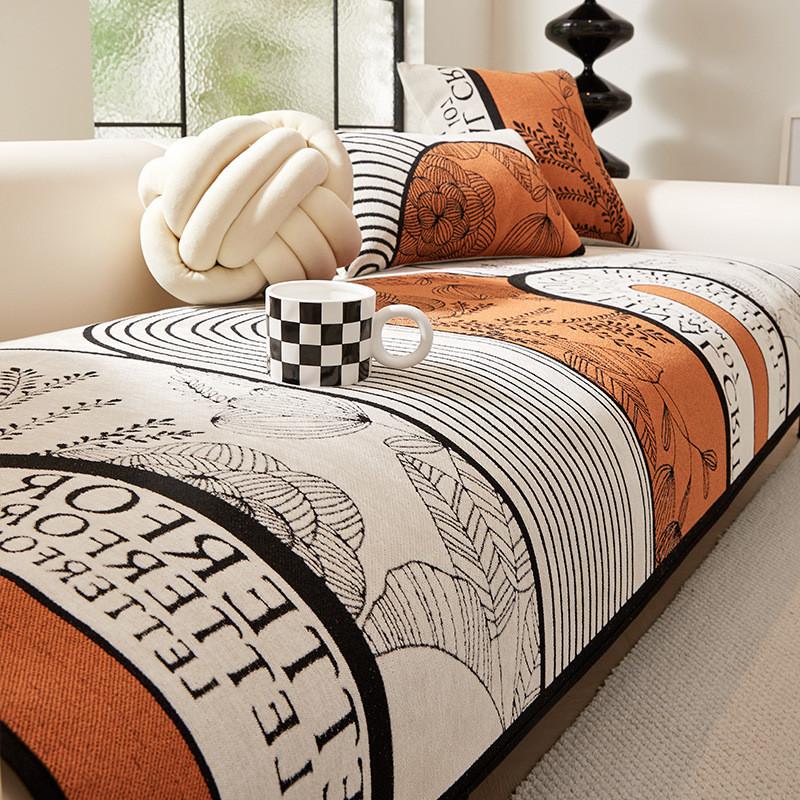 

1pcs Chenille Sofa Cover Home Straight Row Chair Cushion Dustproof Non Slip Wear-resistant Furniture Protector for Living Room pillow cover 30x50cm помаранчевий