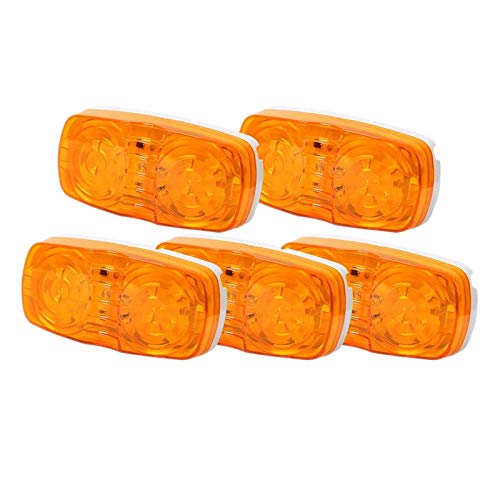 Evarbuild 5X Amber LED Camper Exterior Lights, RV Trailer Marker Lights, Double Bullseye, Side Fender Lights, 10 Diode Lights