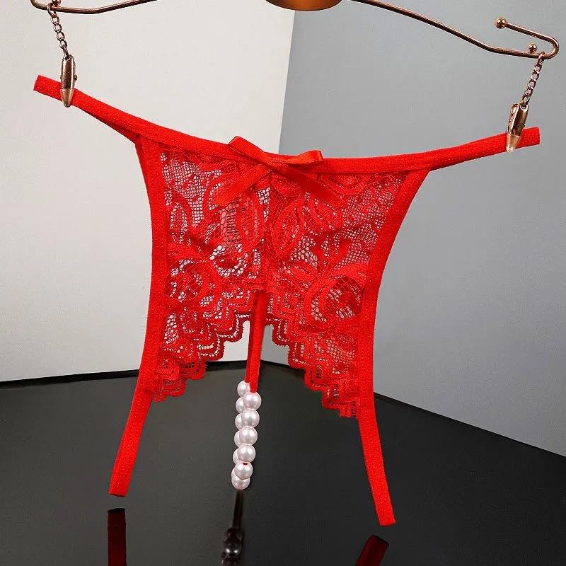 Damen Intimwäsche Sexy Slips Niedrige Taille Erotische Tangas Spitze Transparent Sex Slips Damen Verführung Offener Schritt Flirty Unterwäsche