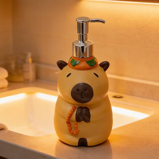 Cartoon Capybara Soap Dispenser Refillable Hand Soap Shampoo Shower Gel Facial Cleanser Container Bathroom Empty Press Pump Bottle