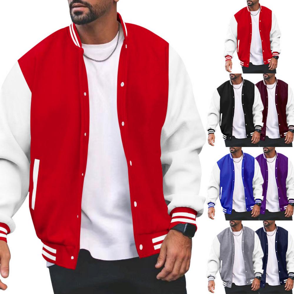 Klassische Collegejacke, lässige Baseballjacke für Herren, Mantel mit normaler Passform, College-Hipster-Windjacke für Frühling und Herbst
