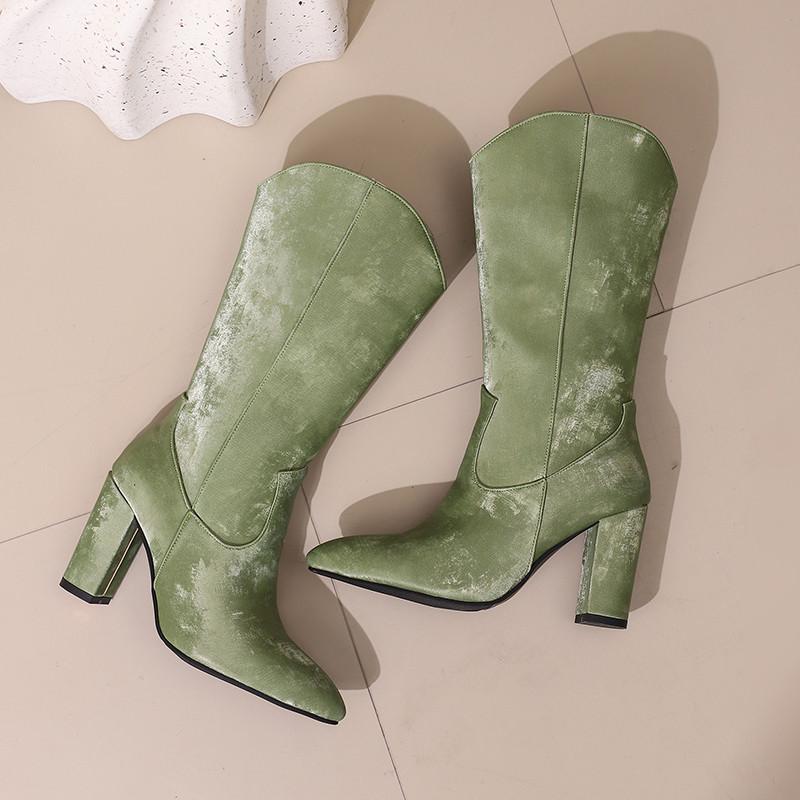 Women's High-heeled Short Boots Autumn and Winter New Simple Temperament Pointed Thick Heel Large Size Boots