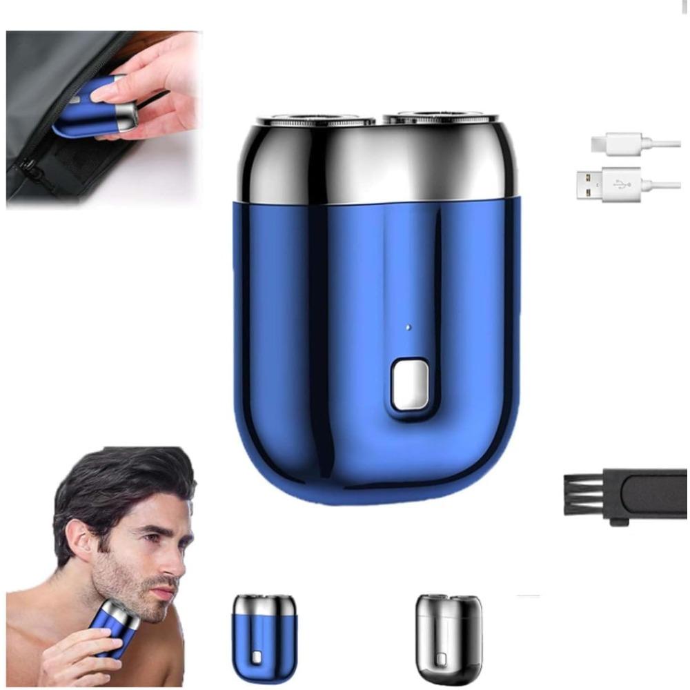 2026 New Model Mini Dual-Head Electric Shaver, Electric Mini Portable Razor, Pocket Size Washable Double Head Razor синий