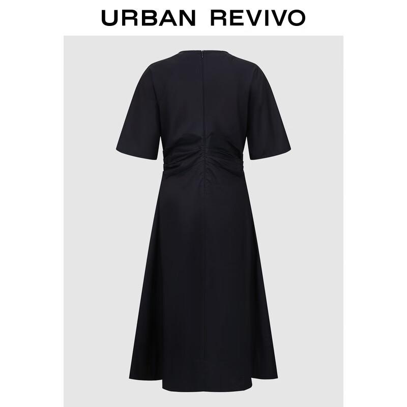 

UR Women s Elegant Pleated V-Neck Short-Sleeve Dress M