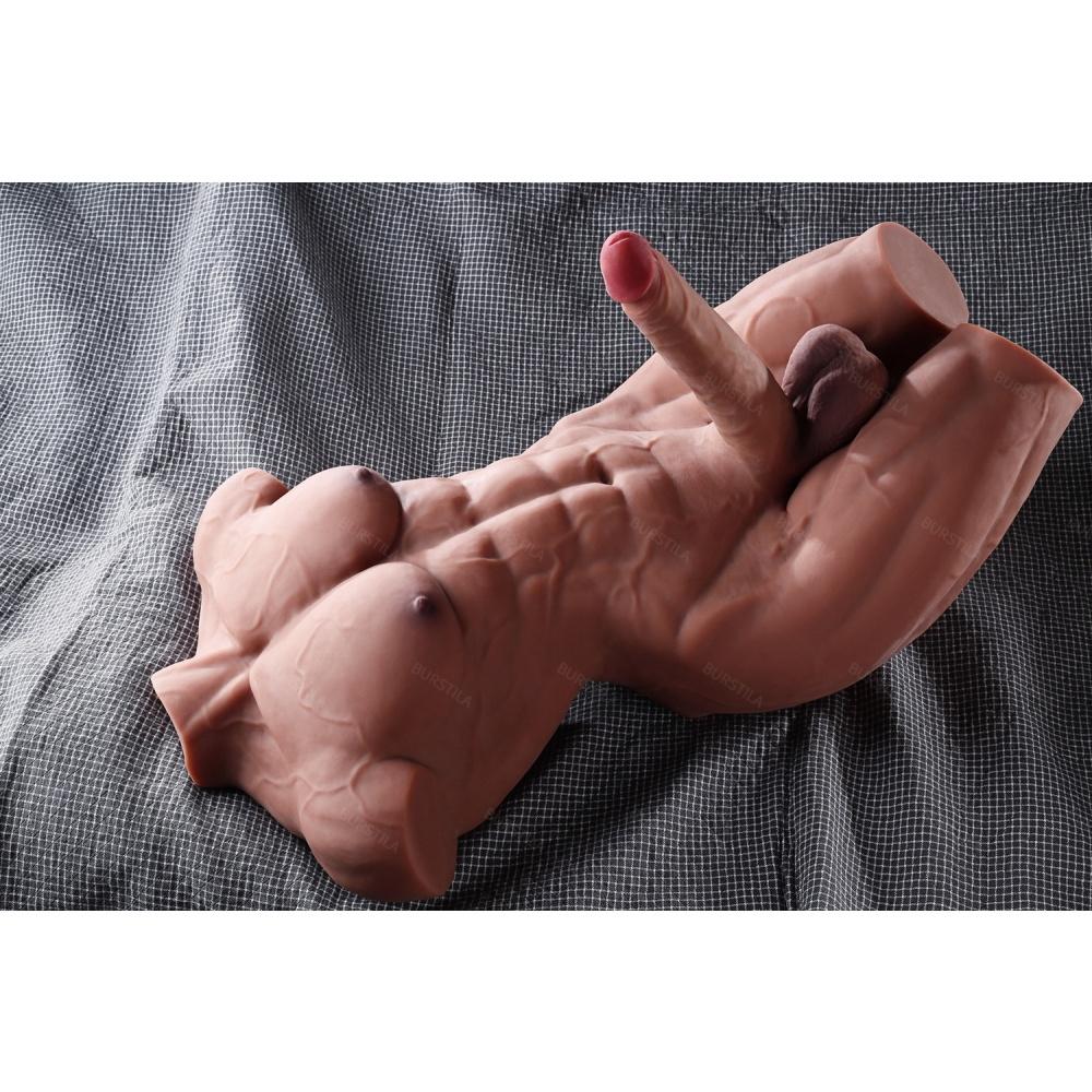 Sexpuppe Sexy Muskeln Großer Dildo Gay Einsetzbar Anal Großer Po Bodybuilding Torso Puppe 16KG Halber Körper Freund Sexspielzeug