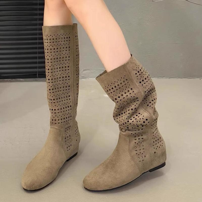 Ballerinas Damen High Boots Designer Hollow Kniehohe Schuhe Wintermode Motorradstiefel Neuer Trend Walking Goth Mujer Stiefel