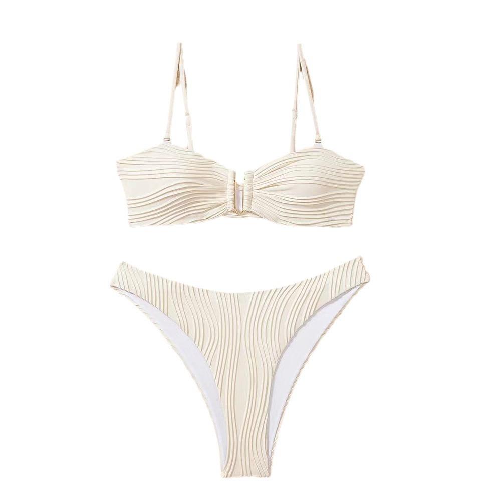 Solid color split swimsuit new sexy European and American style bikini folds advanced sense Muse bikini women