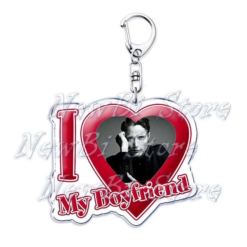 

I Love My Boyfriend Mads Dittmann Mikkelsen Keychains Hannibal Keyring for Accessories Bag Pendant Key Chain Ring Jewelry Gifts