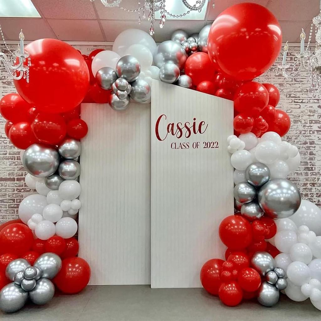 100 pieces of red and white balloon arch set, suitable for birthday, Christmas, and New Year decorations