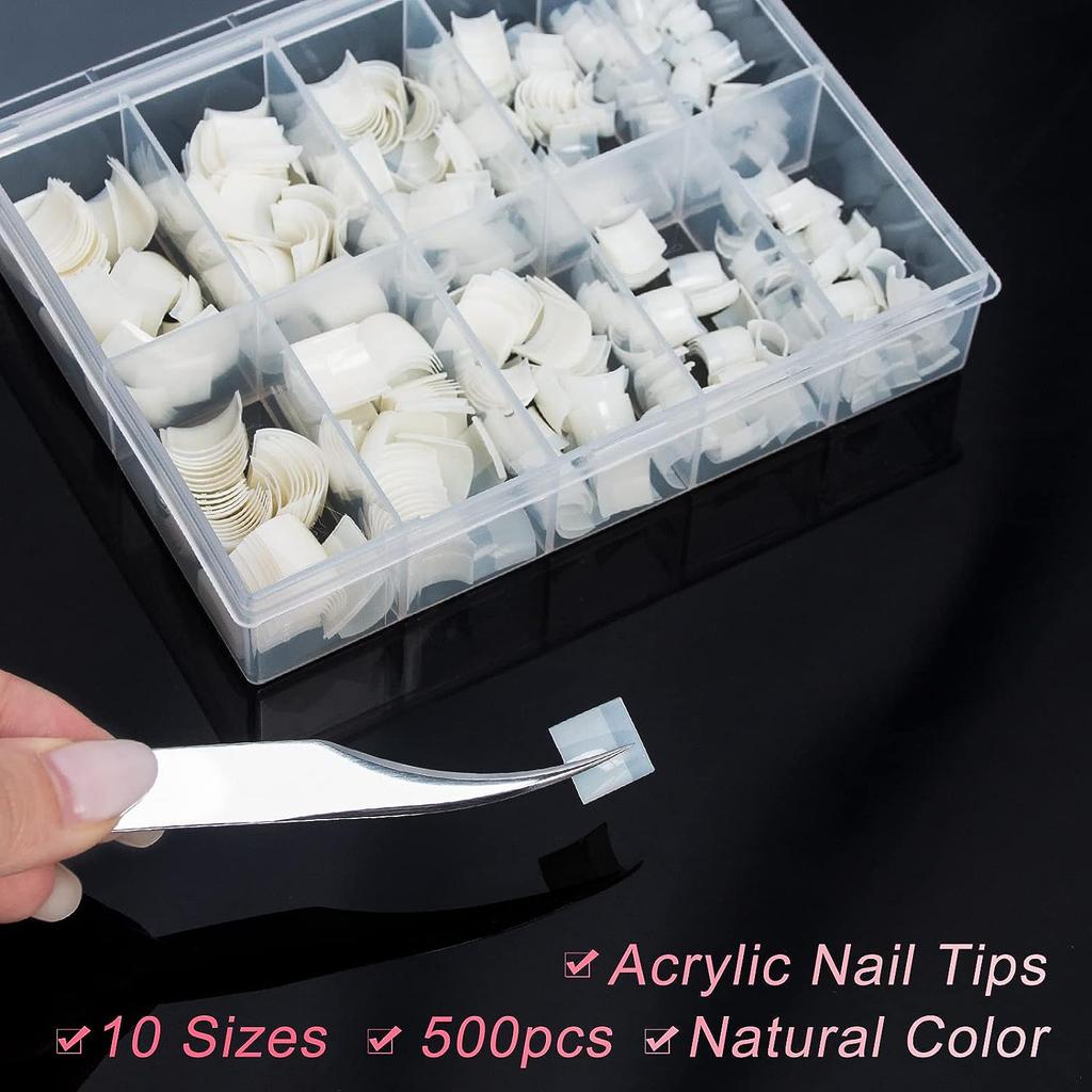 Faux-ongles courts en acrylique transparents, 500 pièces, pointes artificielles courtes pour manucure Nail Art à faire soi-même, avec boîte