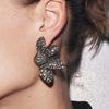 ZAA Vintage Gothic Schwarze Zirkon Kristall Strass Blume Ohrringe für Damen Mode Feiertagsparty Luxus 2026 Geschenke
