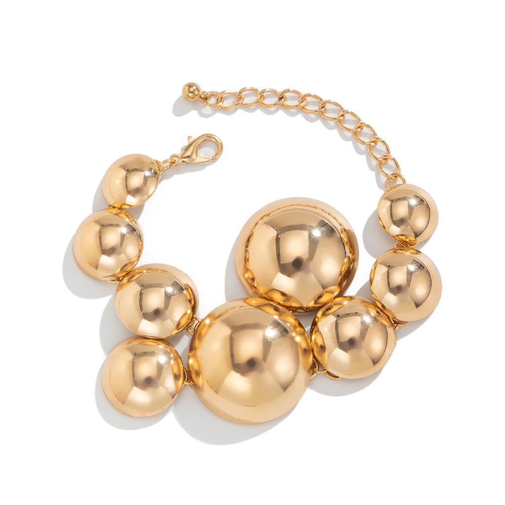 Fashion Texture Metal Smooth Round Pendant Necklace, Design Sense Heavy Industry Chain Collarbone Necklace