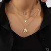 Stars, moons, gemstone pendants, three-layer necklaces, layered with layered temperament, elegant and fashionable commuter stars