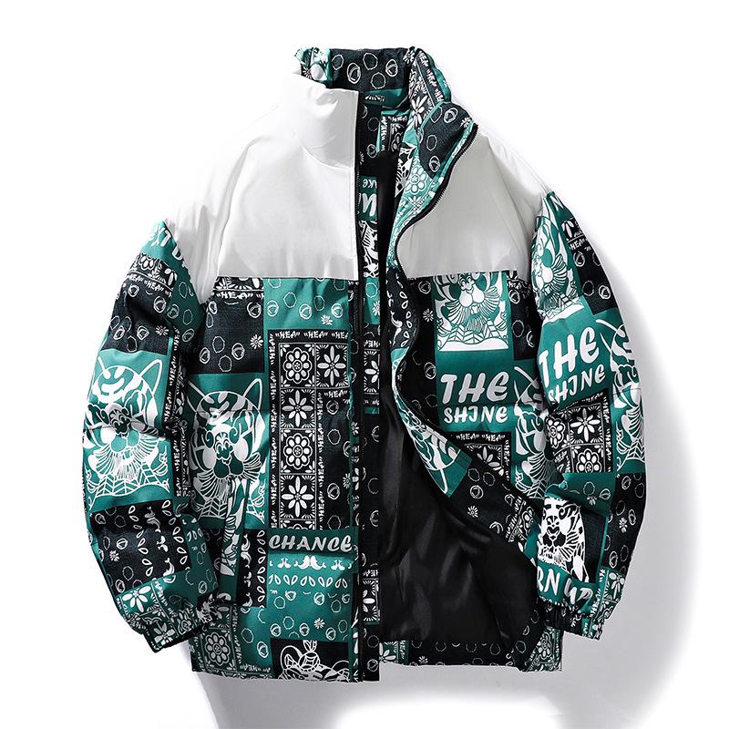 Men's Winter Thick Cotton Stand Collar Jacket - Trendy Loose Fit, Warm Down Style