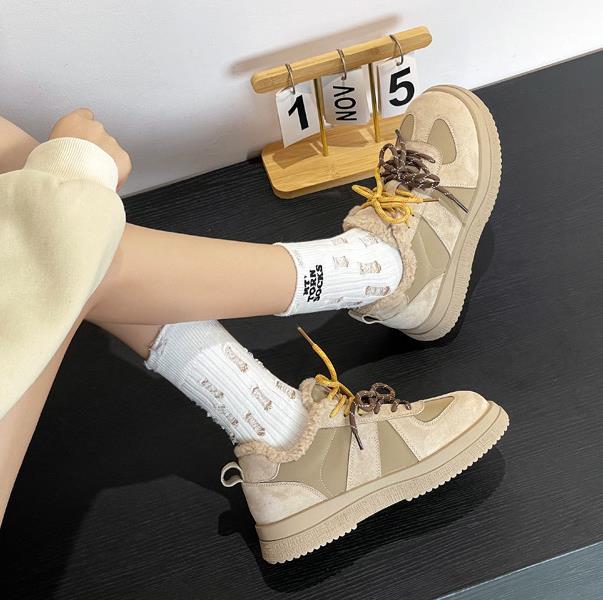 

Fashion 4CM Microfiber Suede Genuine Leather Vulcanize Spring Platform Wedge Autumn Vulcanize Ankle Booties Chunky Sneakers Women 40