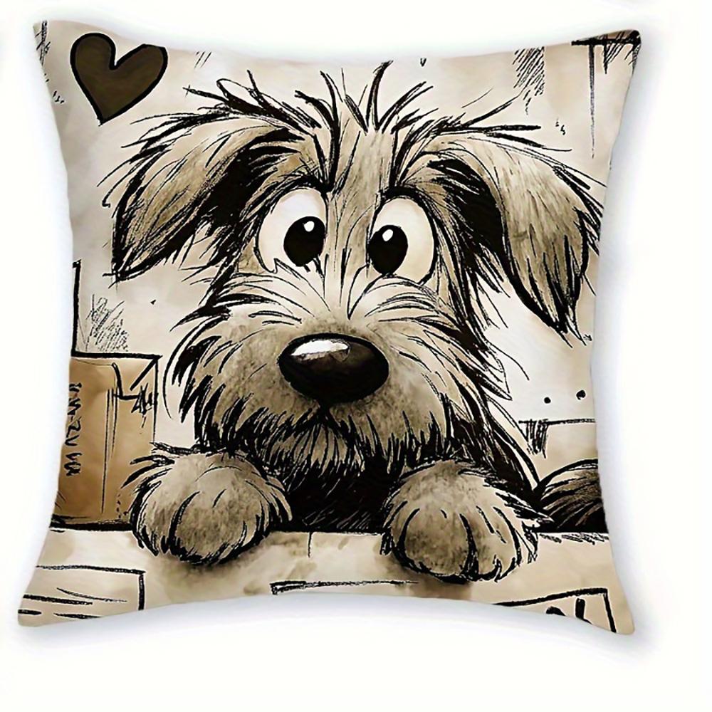 1/4pcs Cute Dog-Patterned Pillowcases with 2D Flat Printing Sofa Cushion Cover Home Bedroom Room Decoration