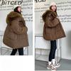 BITCED Detachable Oversized Fur Collar Down Jacket for Women Winter Thickened Waist-Defining Fur-Trimmed Parka