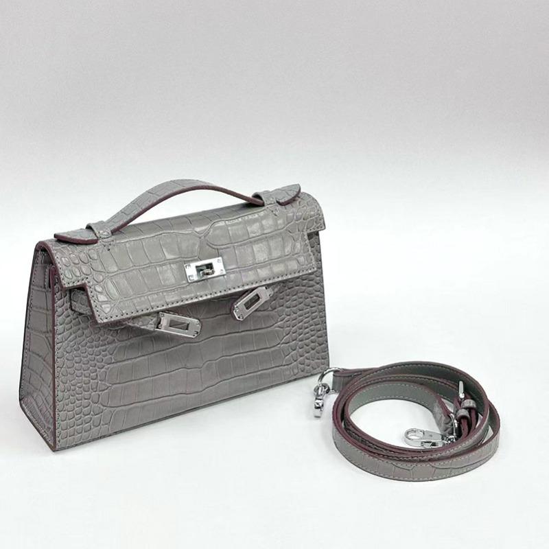 

Весенне-летняя сумка из кожи с тиснением под крокодила нового поколения, универсальная маленькая сумка на цепочке, на плечо, портативная, женская 22CM