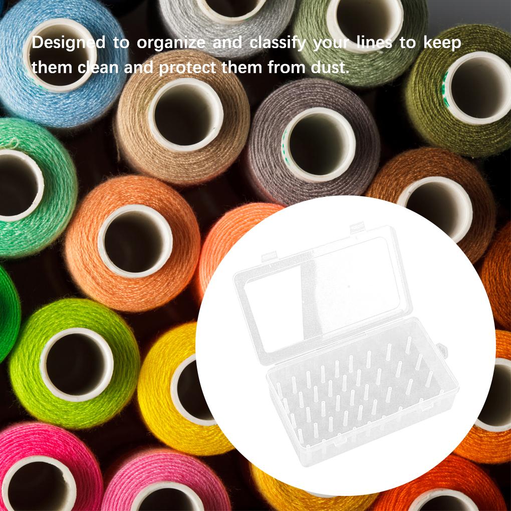Sewing Thread Box 42 Spools Plastic Threads Storage Case Empty Embroidery Sew Dust Proof Container Holder Pink