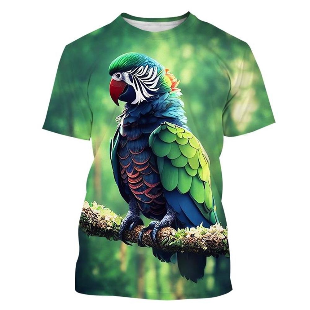 Parrot 3d Printed T-Shirt Men's Woemen's Fashion Casual Cool T-Shirt Funny Summer Short Sleeve Tops New Unisex Kids T Shirt